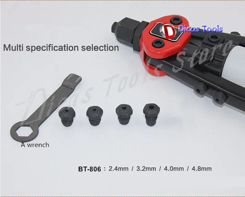 11 дюймов слепой клепальщик ручной пневматический клепальный молоток ручной основной инструмент для установки заклепок гвоздя ружье BT-806 с четырьмя пуансон для заклепок 2,4 до 4,8 мм