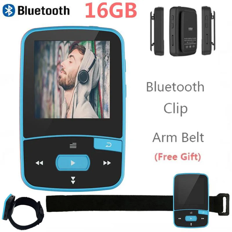 

Mini Bluetooth MP3 Player with Clip 16G Digital Music Player Playback (Support up to 64GB) with Armband Sport MP3 Running Music