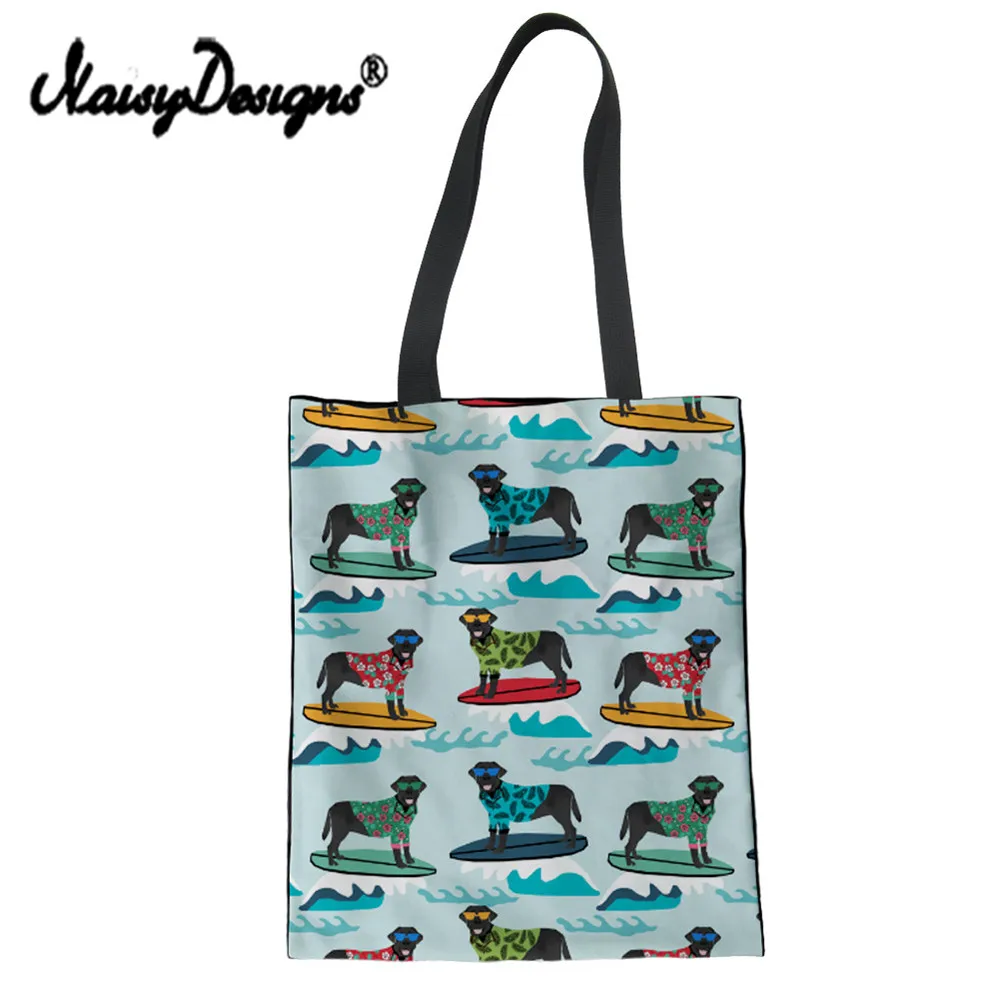 Бесшумные дизайнерские женские сумки для покупок парусиновая сумка с принтом черного лабрадора многоразовая складная сумка на плечо сумка-тоут Хлопковая Сумка-тоут