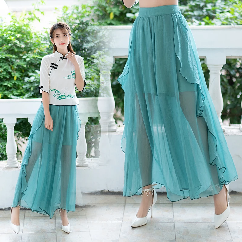#0673 Light Blue Asymmetrical See Through Wide Leg Pants Women High Waist Beach Pants Ladies Vintage Ladies Trousers Vintage #0673 Light Blue Asymmetrical See Through Wide Leg Pants Women High Waist Beach Pants Ladies Vintage Ladies Trousers Vintage