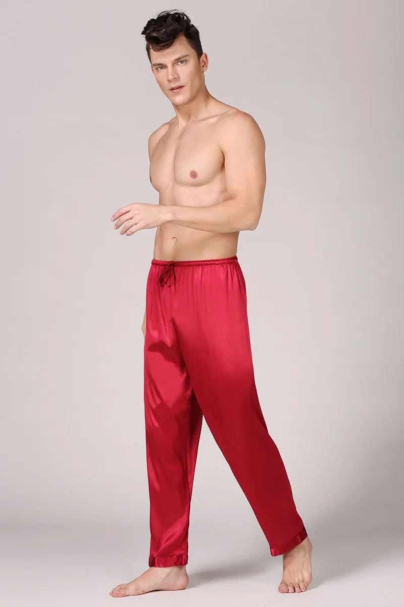 Новая Пижама homme, пижамные штаны, одежда для отдыха, Мужские пижамные штаны, шелковые длинные пижамные штаны, свободные мужские штаны для сна большого размера