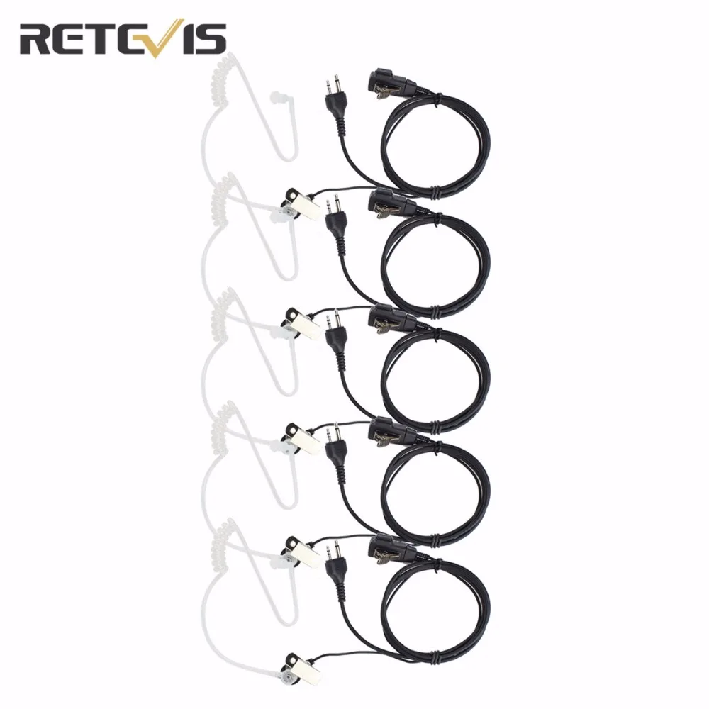 

5PCS Retevis 2 Pin Covert Acoustic Tube Earpiece PTT Microphone Headset For MIDLAND G6/G7/G8 GXT550/650 LXT80/112 Radio C9020A