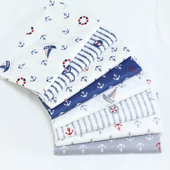 Navy Style Patchwork Cotton Fabric Sea Anchor Printed Fabrics for Sewing Curtain Baby