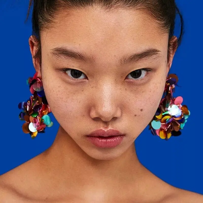 

GEREIT Handmade Big Flower Korean Earrings Fringing Sequins Druzy Earrings For Women Statement Dangle Drop Earrings Boho Jewelry