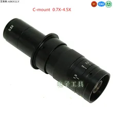 Video microscope 0.7-4.5 C-Mount zoom lens Electron microscope Monocular video microscope Large field of view measuring lens scientific microscope c mount adapter 1x fitting for lei ca microscope adapter lei ca microscope c mount tv adaptor