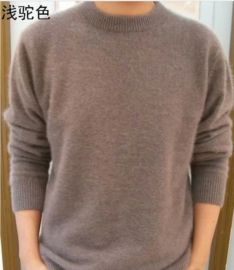 Lafarvie Off Sale Standard Solid Pullovers Full Sleeves O Neck 100% Mink Cashmere Sweaters Autumn Winter Men Casual Knit Jumper