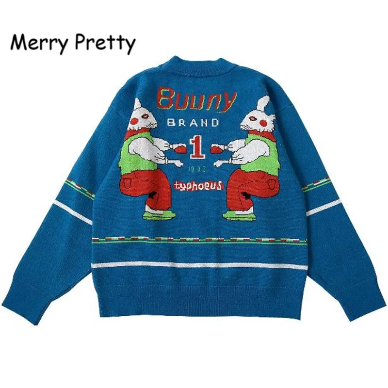 

Merry Pretty Autumn Women Pullover Sweater Bunny Letters Thick Warm Knitted Pullovers Unique Design High Quality Winter Sweaters