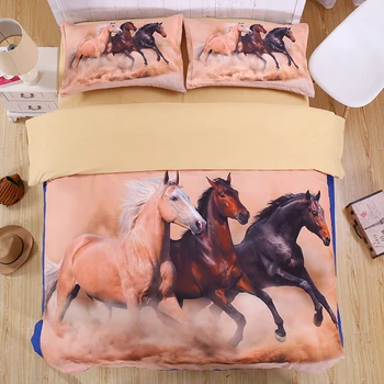 

horse 3D Bedding Set Print Duvet cover sets Twin queen king Beautiful pattern Real effect lifelike bed sheet linen