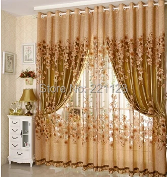 

Euro Style Floral Voile,Sheer Curtain,Tulle Lambrequins With Beaded Lace