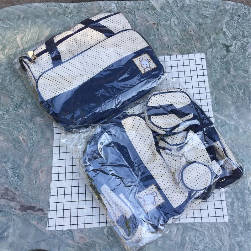 Multifunctional Diaper Bag Fashion Mummy Maternity Nappy Bag Large Capacity Travel Mother Backpack Waterproof For Baby Care 5Pcs (13)