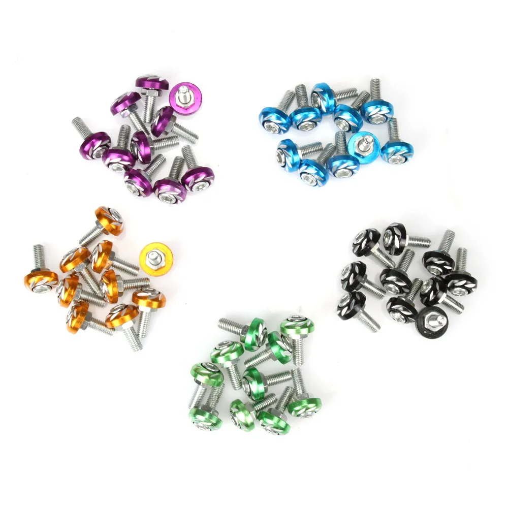 

10pcs 6mm Plate Screw+Bolt+Nut Aluminium Alloy License For Motorcycle/Electric car Colorful Auto Accessories Metal Red Blue