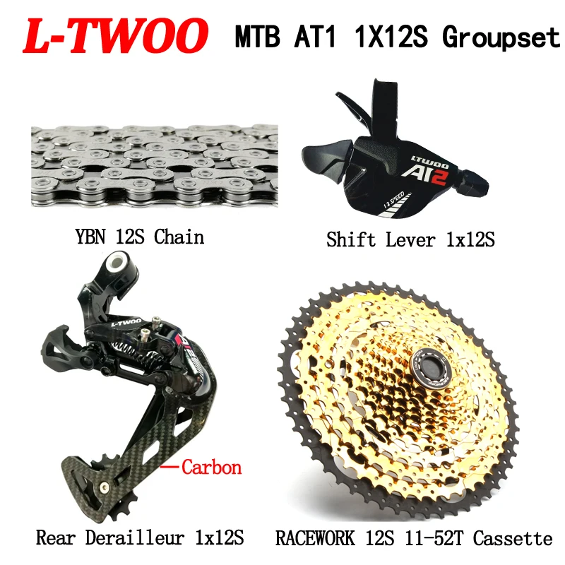 LTWOO AT12 набор для горного велосипеда 12 Скоростей переключения скоростей+ задний переключатель передач+ рейка 52 т кассета+ YBN цепь 4 шт. набор Eagle M9000