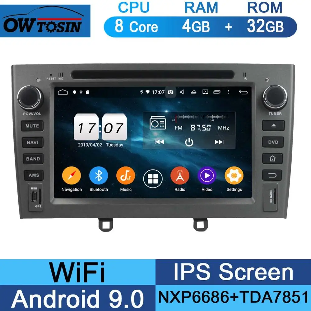 " ips Octa 8 Core 4G 64G Android9.0 автомобильный dvd-плеер для peugeot 408 308 308SW 2007-2011 DSP радио gps Parrot BT Adas мультимедиа - Цвет: 32G