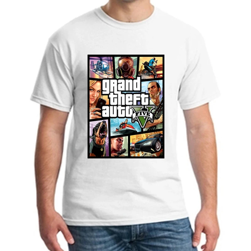 Grand Theft Auto Game GTA 5 мужские летние футболки 2018 Мужская футболка с красочным принтом
