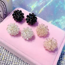 Корейский популярный бренд Модные Современные женские ювелирные изделия ручной работы полный спящий серьги милые круглые серьги на свадебную вечеринку