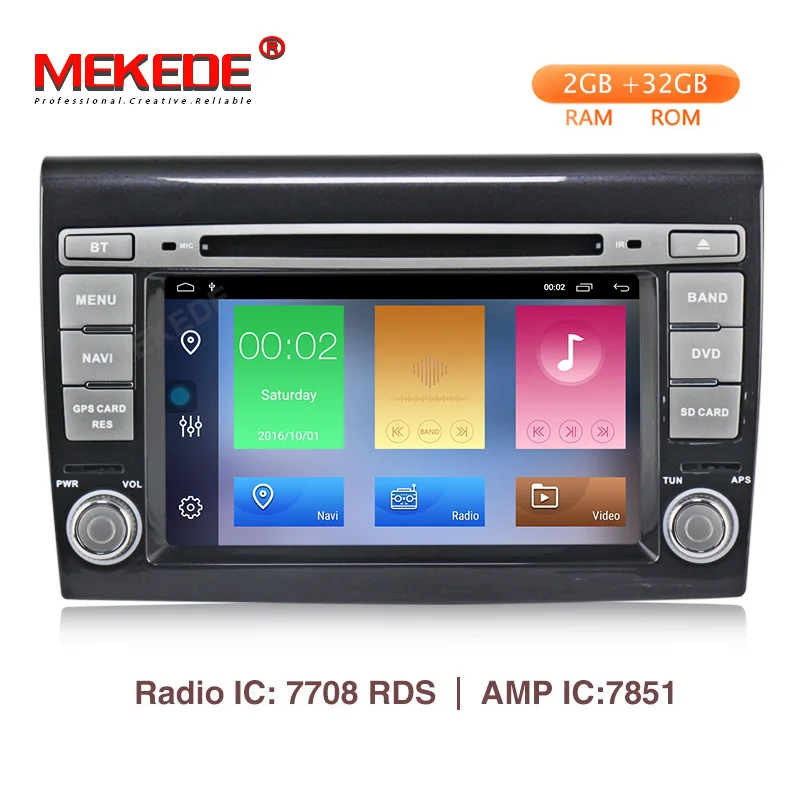 Cheap MEKEDE HD 2G RAM Car Multimedia Player Android 9.1 GPS 2 Din Stereo System For Fiat/Bravo 2007-2012 Radio am fm Wifi USB 0