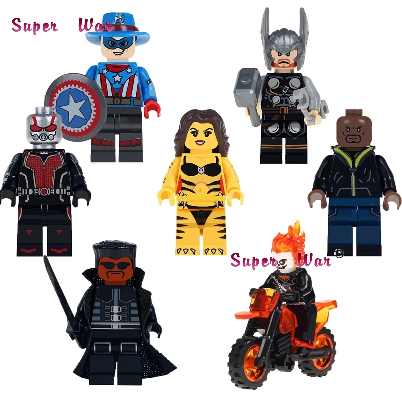 

1PCS Thor Ghost Rider Motorcycle Captain America Antman Luke Cage Tigress Blade building blocks bricks toys for children