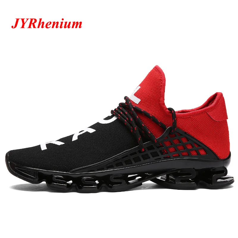 online JYRhenium Sapatos Esporte de Corrida dos homens Novos 2019 Lace up Casal Tênis Malha Respirável Sapatos Carta Tamanho 36 48 tênis para Homens