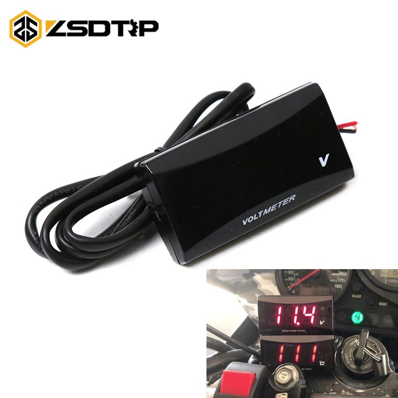 

ZSDTRP KOSO Voltmeter Voltage Meter LED Digital Display for Scooter BWS125 RS100 GY6 50 125 150 GP110 and Many Motorcycle