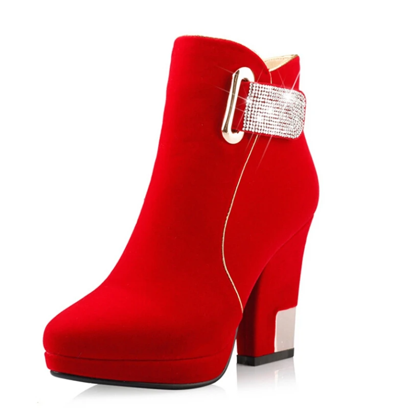 women shoes 2015 high heels ankle boots red wedding party shoes ...