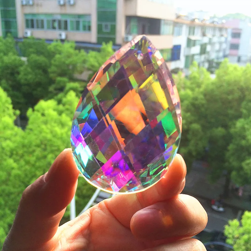 63mm AB K9 Crystal Faceted Chandelier Pendants Cristal Prisms Curtain Parts Window Suncatcher DIY Christmas Tree Hanging Decor