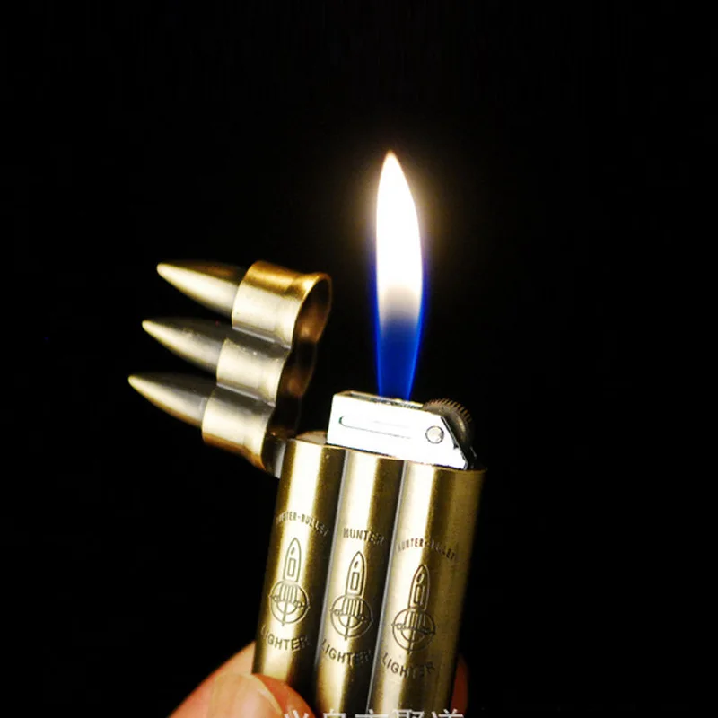 Креативный Лот пуля бутан Пламя зажигалка бутан ветрозащитный газовый зажигалки новинка гаджет военный захватывающий подарок дым без газа