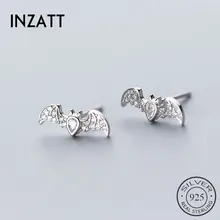 INZATT панк расправленные крылья летучая мышь циркон серьги гвоздики для женщин День рождения золотой цвет модные ювелирные изделия необычные индивидуальные подарки
