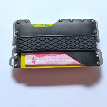 

Arrival New Design Aluminum Metal RFID Blocking Credit Card Holder Genuine Leather Minimalist Card Wallet For Men Women