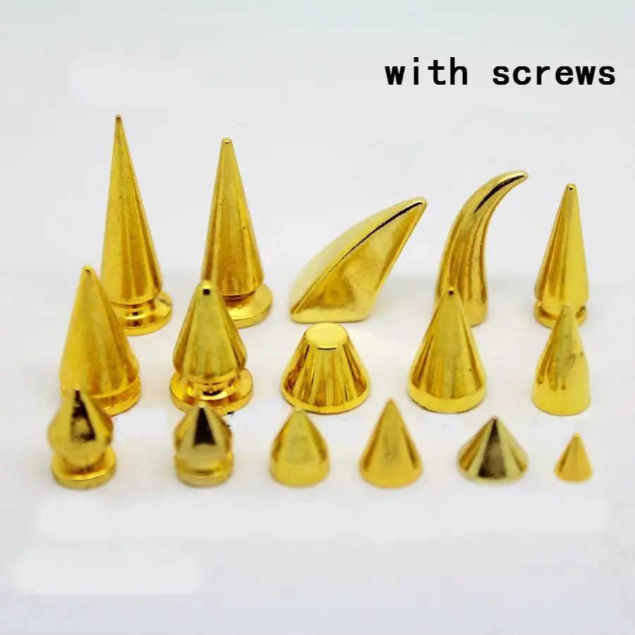 

Golden bullet spikes rivets for leather studs and spikes for clothes thorns patch to shoes punk garment rivets tachas para ropa