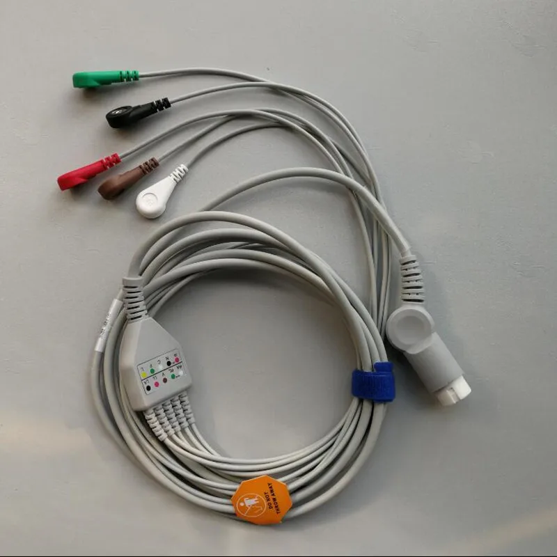 monitor paciente uma peca cabo ecg leadwires snap aha tpu 03