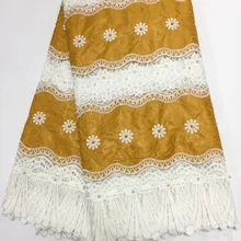 Золотая кружевная ткань Африканская Базен riche getzner индийская Свадебная сари французская кружевная ткань Анкара кружева 5+ 2 ярдов/партия