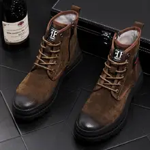 3 цвета, новые модные зимние мужские ботинки красные мужские ботильоны на шнуровке на толстой подошве повседневная обувь из нубука с кисточками мужские ботинки, размеры 38-43