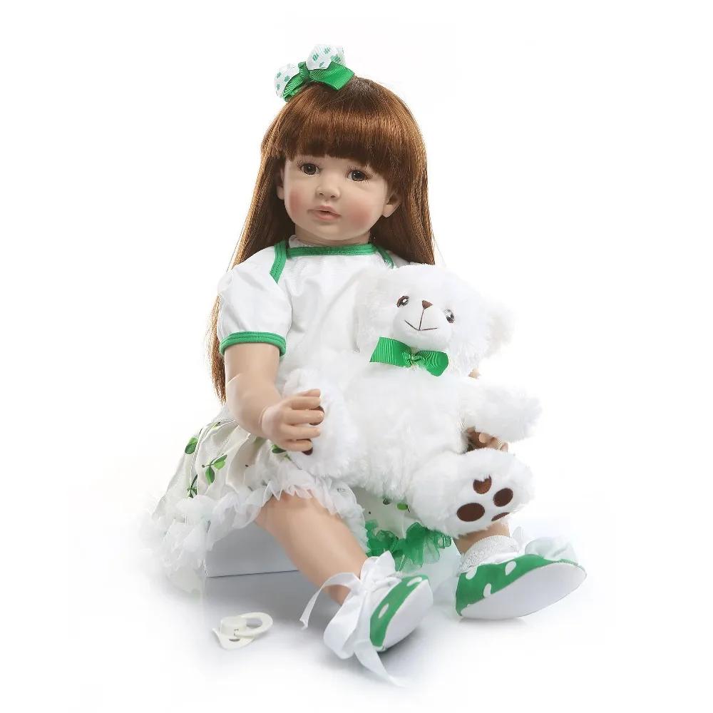 NPK 60 см Reborn Girl Baby Doll Toys девочка принцесса Младенцы bonecas с медведем подарок на день рождения Ограниченная серия кукла