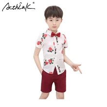 ActhInK New Design 2Pcs Kids Shirts Shorts Set Baby Boys Floral Suit Boys Beach Suit Boys Party Birthday Costume England Style ActhInK New Design 2Pcs Kids Shirts Shorts Set Baby Boys Floral Suit Boys Beach Suit Boys Party Birthday Costume England Style