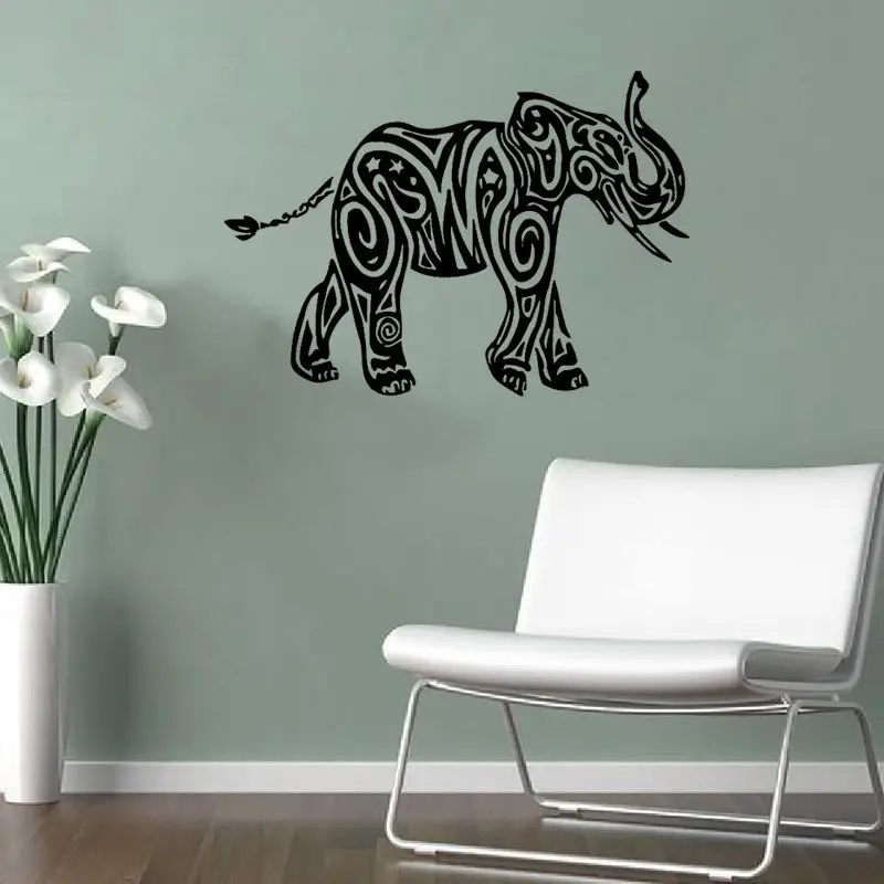 

Vinyl Indian Walking Elephant Wall Decals Ganesha Pattern Wall Sticker Home Decor Wall Mural Removable Wall Sticker Y-507