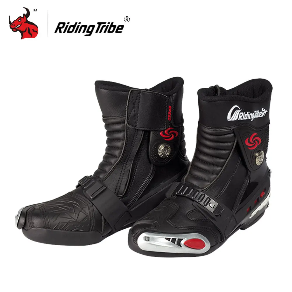 

Riding Tribe Motorcycle Boots PU Leather Moto Off-Road Mid-Calf Motorcycle Shoes Moto Boots Motorbike Boots Red Black White