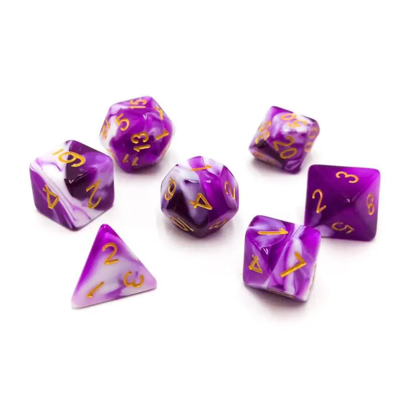 

Purple&white Double Color Glow in the Dark Dice Set for Board Games