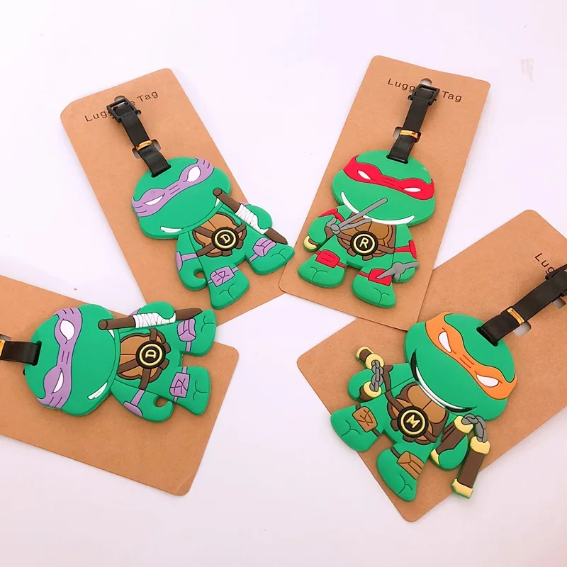 

Green Turtle Luggage Tag PVC Pendants Portable Travel Label Suitcase ID Address Holder tags anime new-hot Unisex
