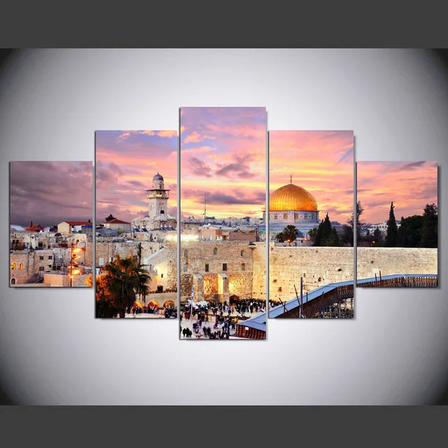 5 panel framed hd printed jerusalem sunset landscape large poster
