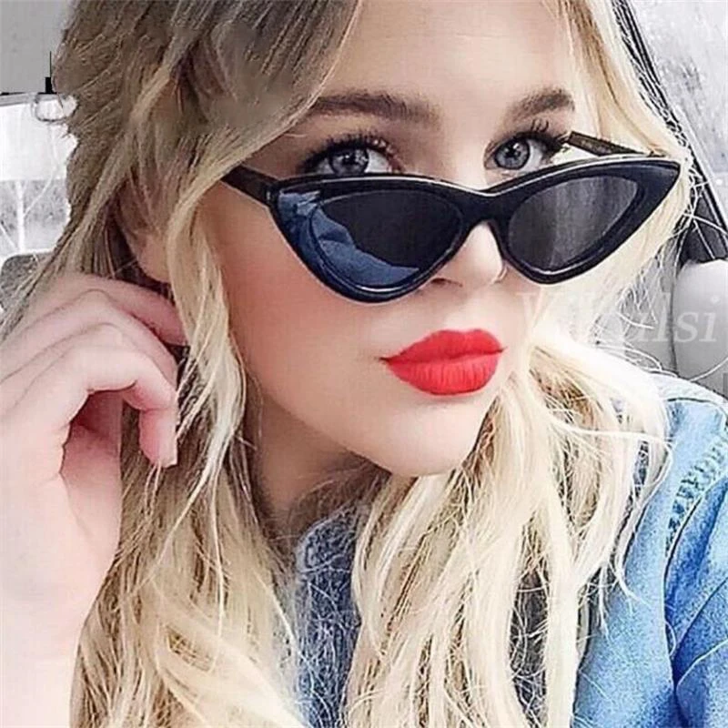 Womens Cateye Sunglasses Lolita Fashion Thin Cat Eye Frame UV 400