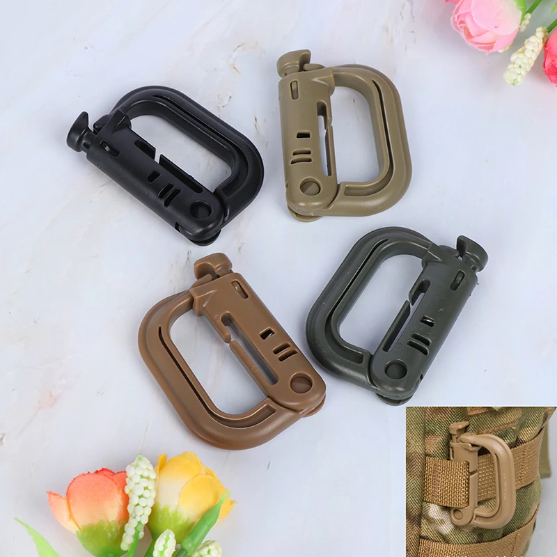 Attach Plasctic Shackle Carabiner D-ring Clip Molle Webbing Backpack Buckle Snap Lock Grimlock Camp Hike Mountain climb Outdoor