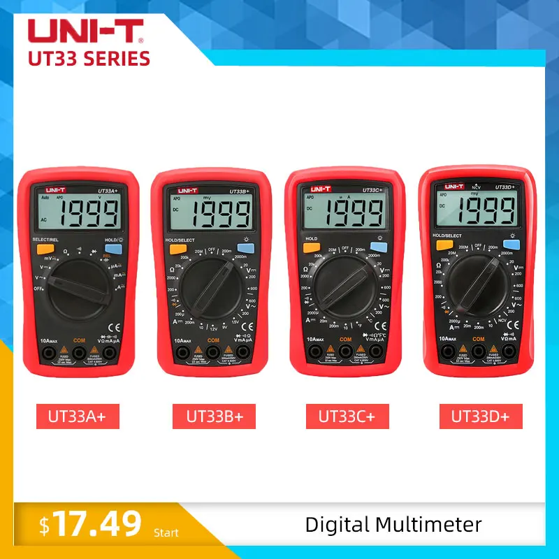 UNI-T UT33A+ UT33B+ UT33C+ UT33D+ размер ладони цифровой мультиметр с емкостью/NCV/диод тест/непрерывность зуммер