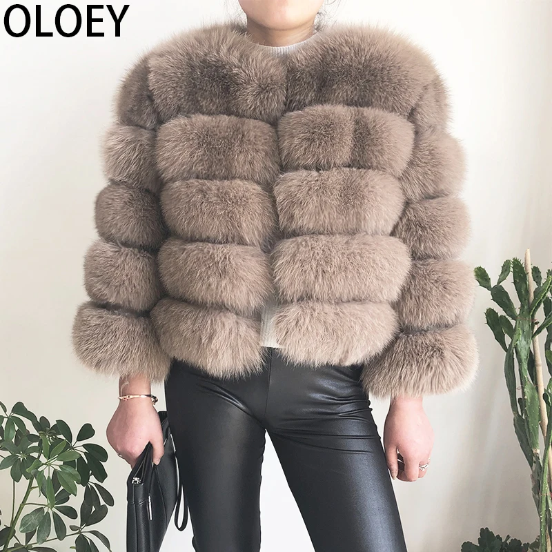 

High quality 100% real fox fur coat, female winter fashion warm leather natural fur coat, sleeve short jacket, free shipping