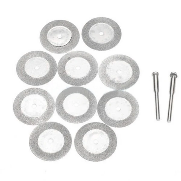 10pcs Diamond Cut Off Disc Wheel Rotary Cutting Tools With Two Mandrel Arbors DT
