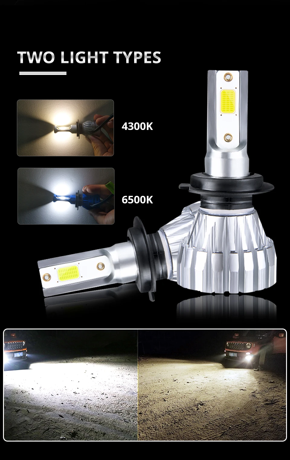 MeeToo H1 LED Fanless 9005 9006 Car Fog Lamp 12V 6500K COB Chip H3 Led Light Bulbs For Cars 5000Lm 50W H11 H9 H8 Luces Led Coche (3)