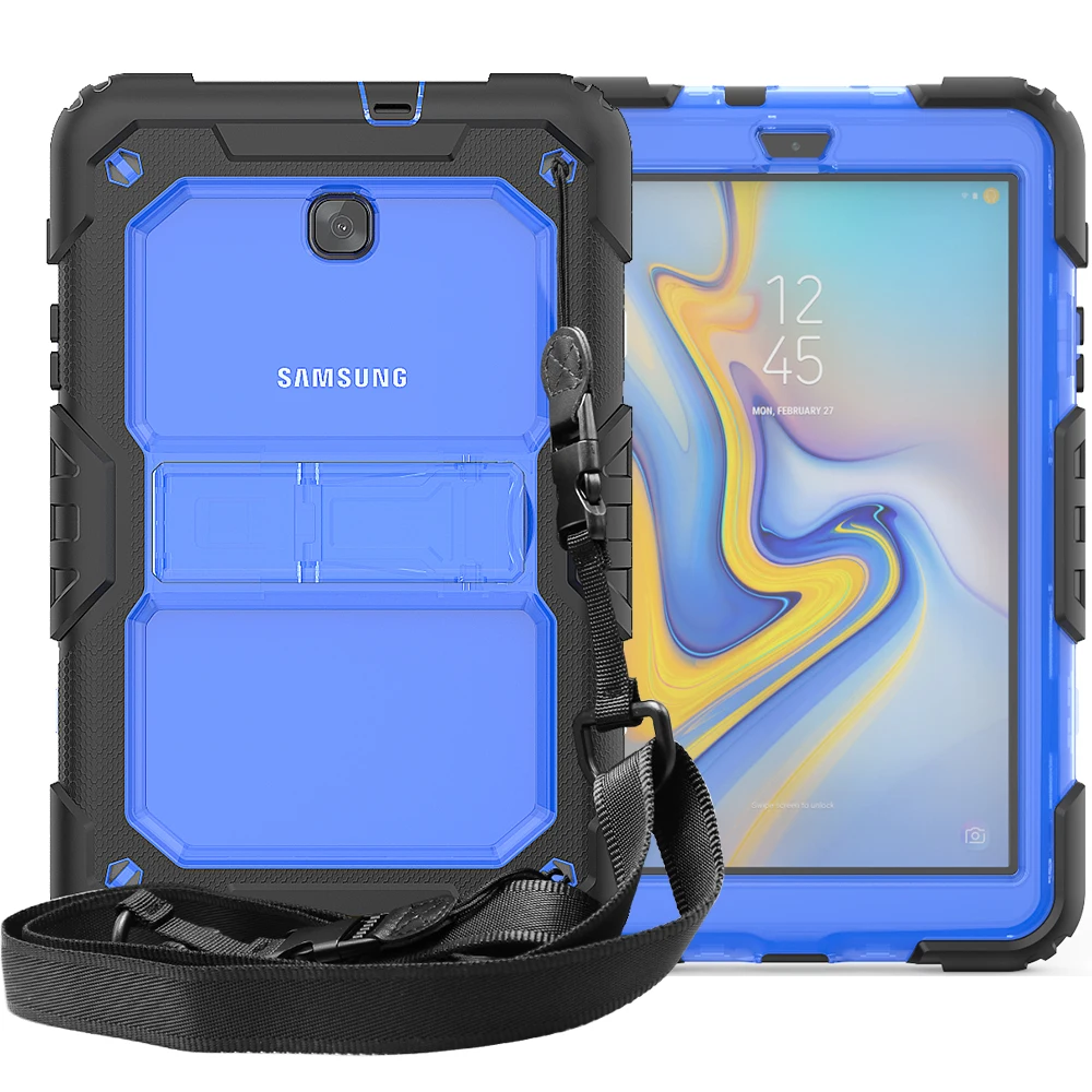 Чехол для Samsung Galaxy Tab A 8,0 T387 SM-T387 чехол ударопрочный детский силиконовый чехол с подставкой+ плечевой ремень+ ручка