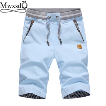 

Mwxsd brand Casual summer Men's cotton Shorts men knee length elastic shorts homme beach board shorts plus big size M-4xl