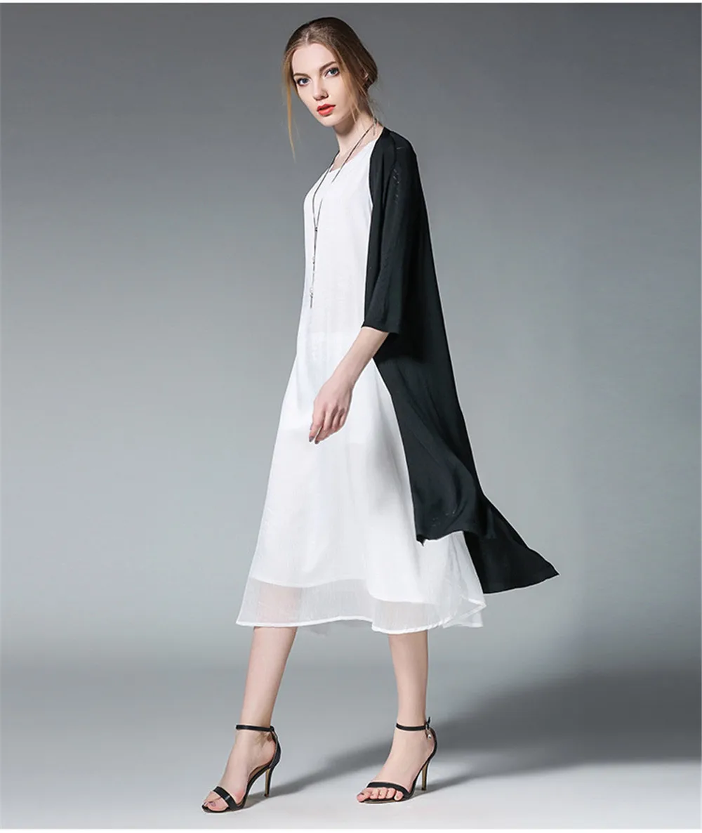 Fashion White Women Long Tank Dress 2017 New Summer Autumn Retro Sleeveless Chiffon Designs Casual Dresses Slim Plus size XXXXL (19)