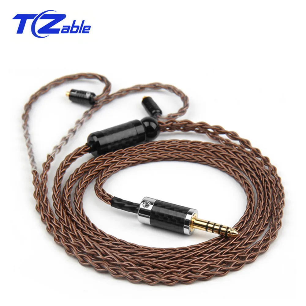 Hifi Earphone Audio Cable 4 4mm 3 5mm Headphone Jack 0 78 2pin Aux Cord For MMCX Cable 8 Core Silver Coated Copper Wire