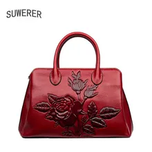 Предложение ограничено по времени. Новая высококачественная женская сумка из натуральной воловьей кожи с карманами из полиэстера. Роскошная женская сумка с розами